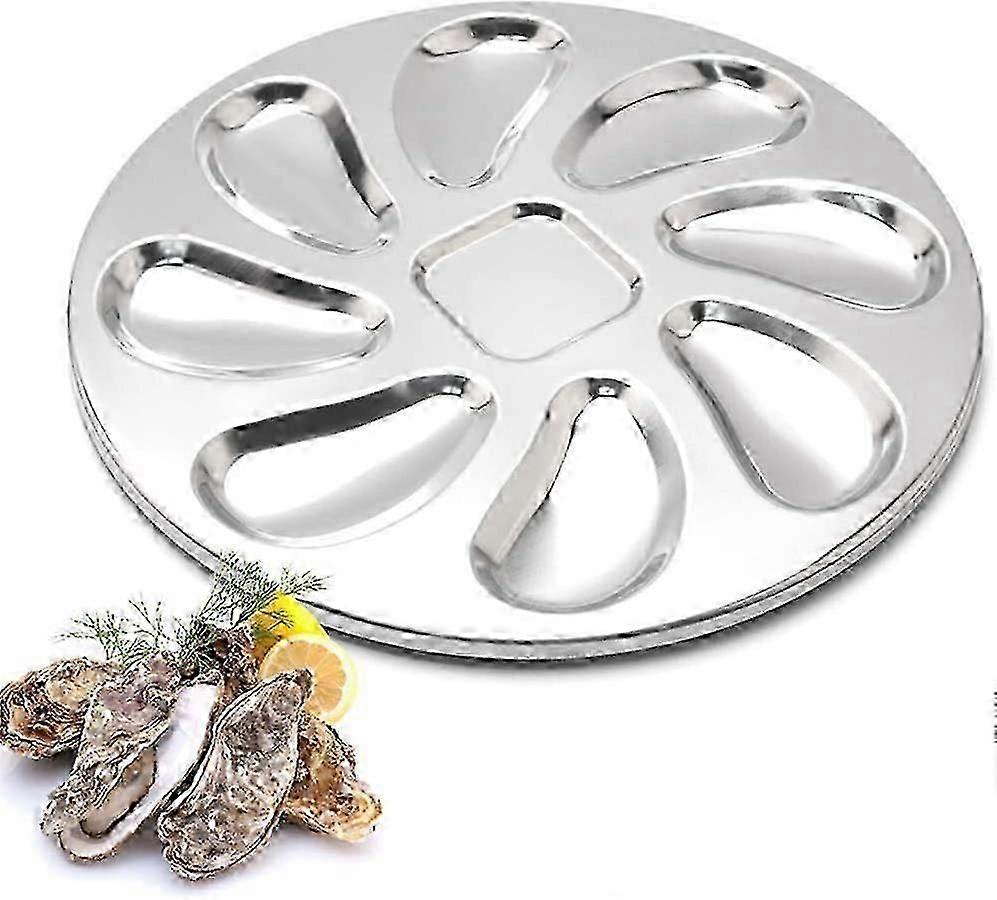 Rustfrit stål østersplade 8 trug sølv