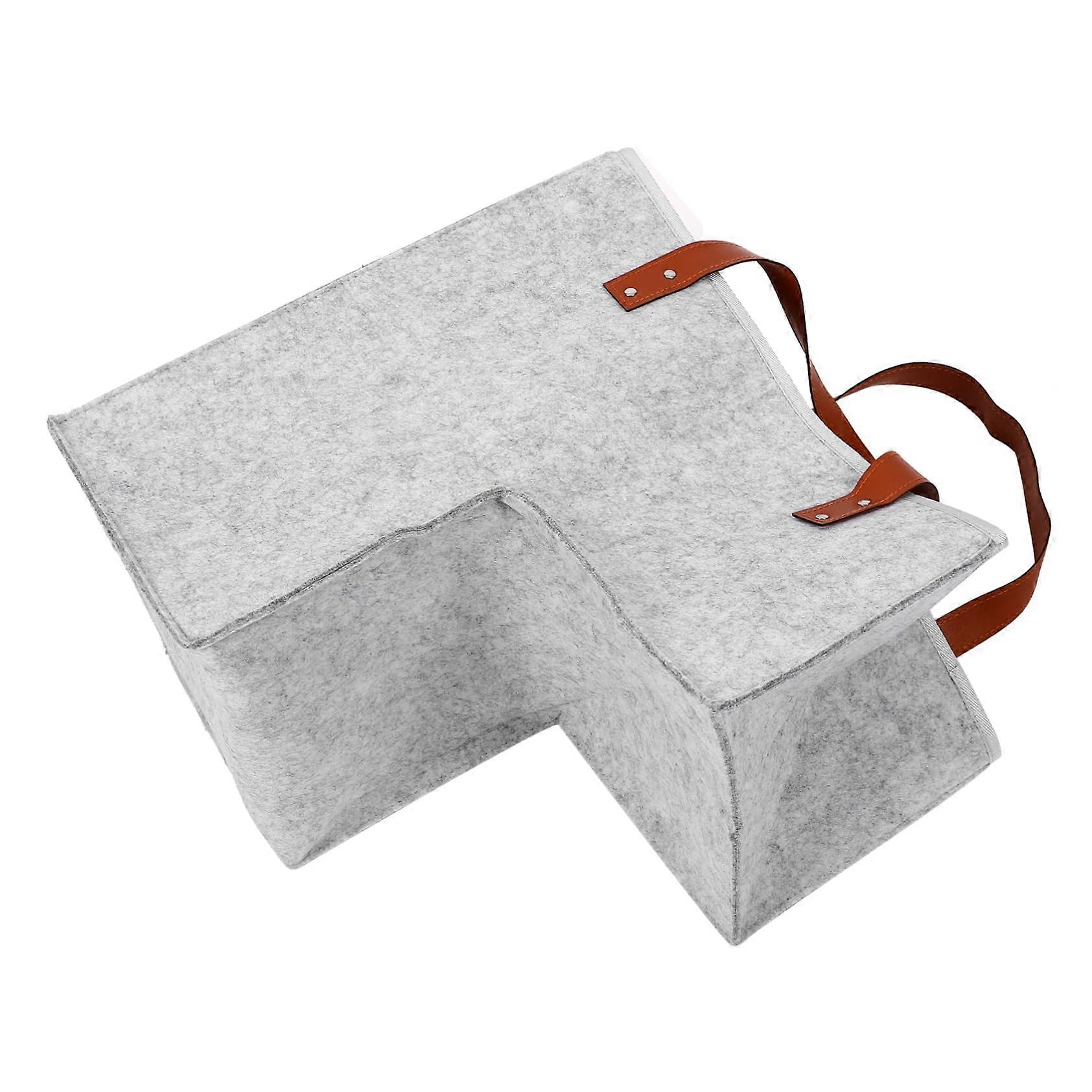 Felt Storage Basket for Stairs with Leather Handles, Foldable SpaceSaving Toy Organizer Bin