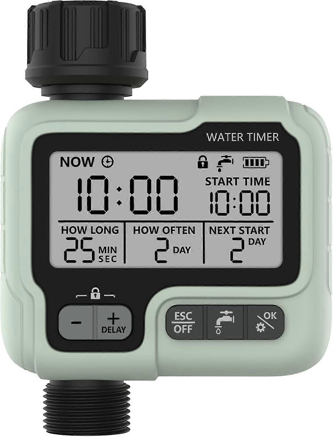 Watering Programmer Irrigation Timer IPX5 Waterproof Automatic Manual Sprinkler with Large LCD Screen Easy Installation for Balcony Garden Parterre Fa