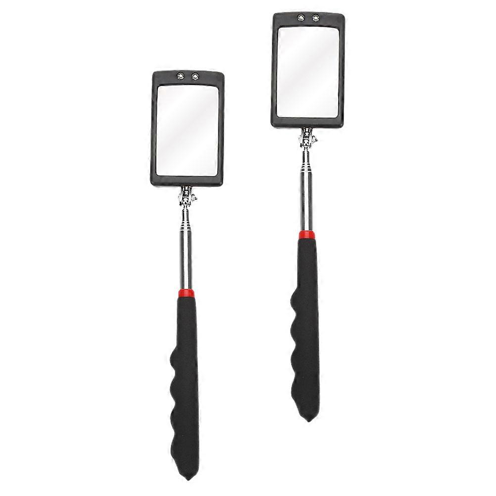Reflective Inspection Mirror Tool with LED Light for Vehicle Checking 2Pcs