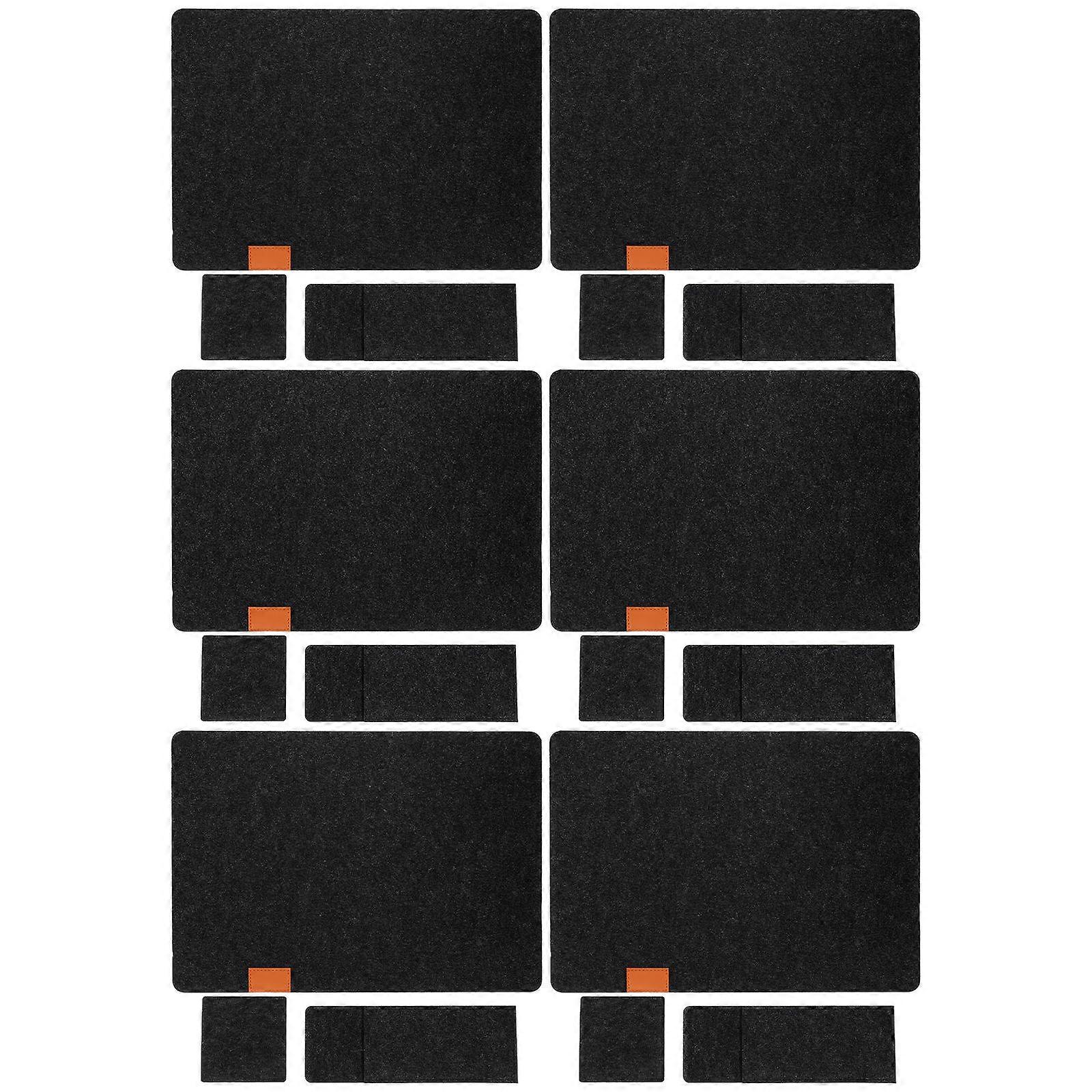 Black Felt Absorbent Coaster Table Mat Set for Heat Resistance 6Sets