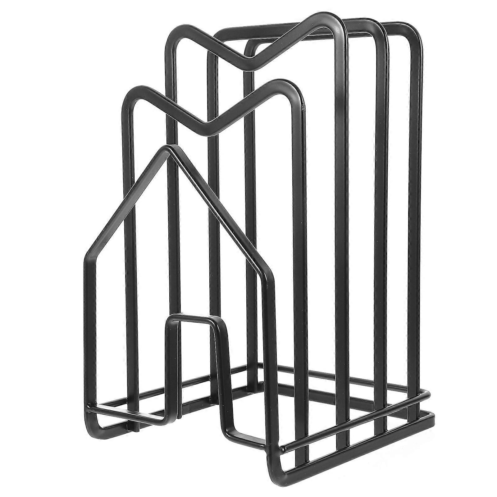 Pot Lid Organizer Multifunctional Kitchen Pot Cover Rack Iron Kitchenware Filter Storage Rectangular Modern Space Saving 1Pack