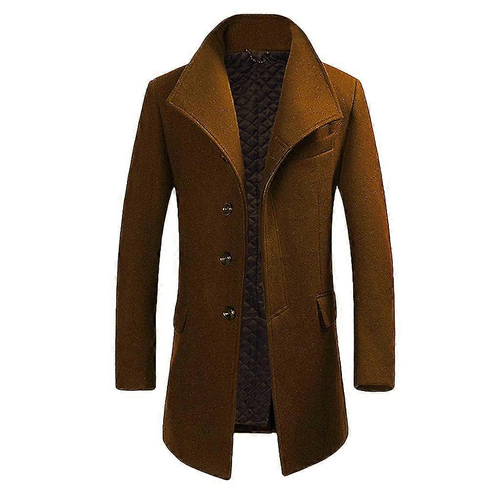 Cloudstyle Men's Thickened Solid Color Lapel Woolen Coat 26s