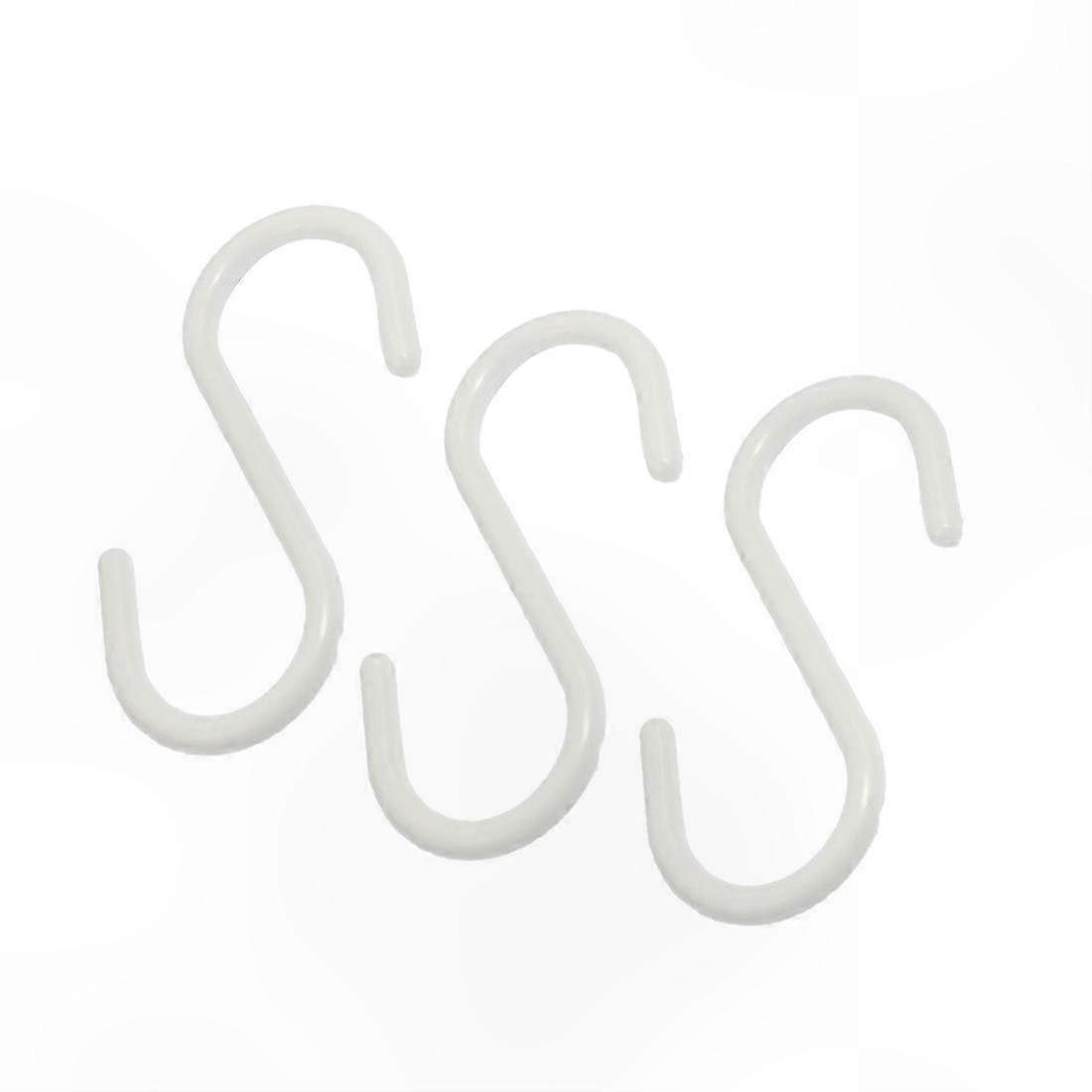 White Plastic S-Hooks for Hanging Scarves and Apparel, 3-Pack