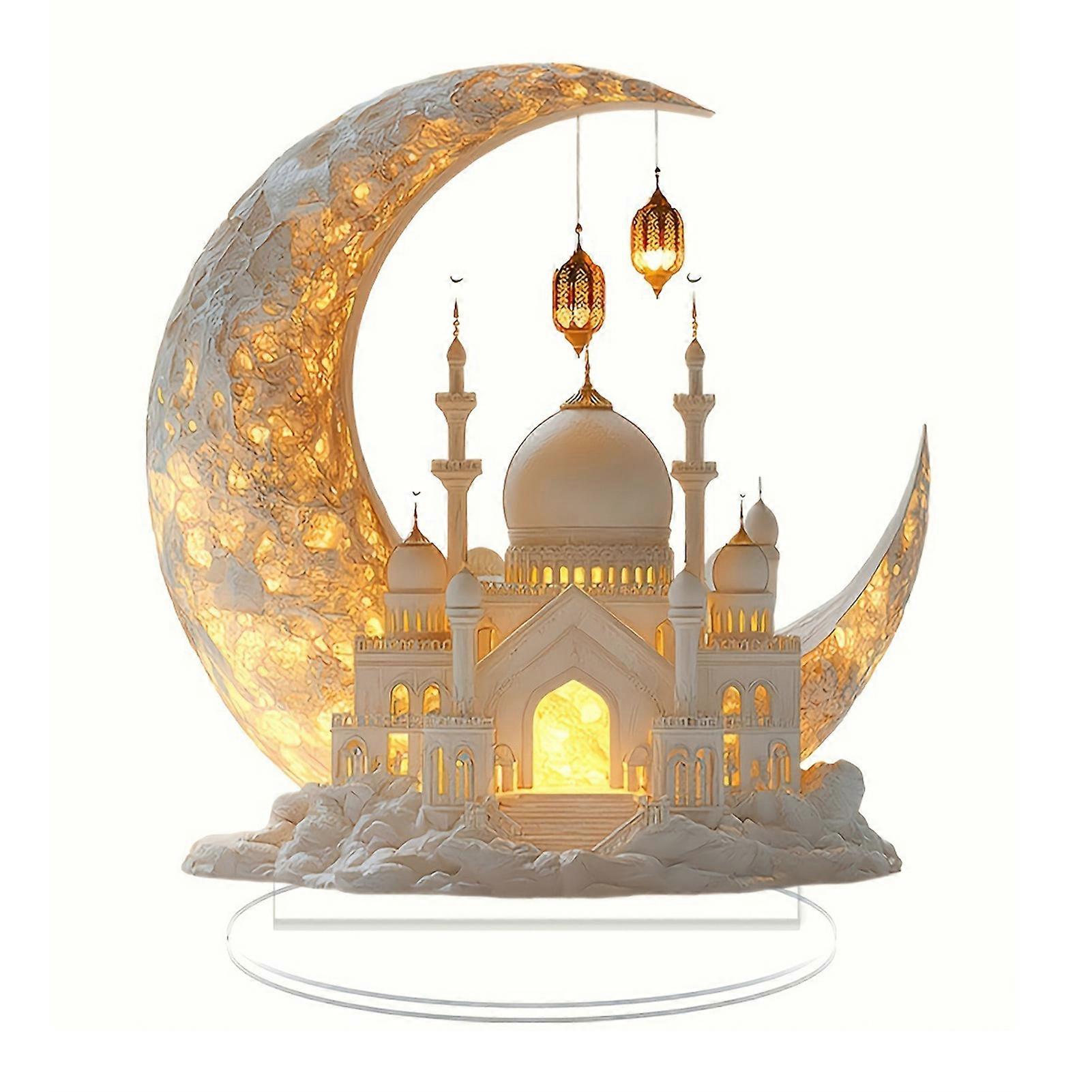 2D Flat Effect Mosque Pattern Acrylic Table Ornament - Decorative Piece for Home, Dining Table, Office, and Dormitory