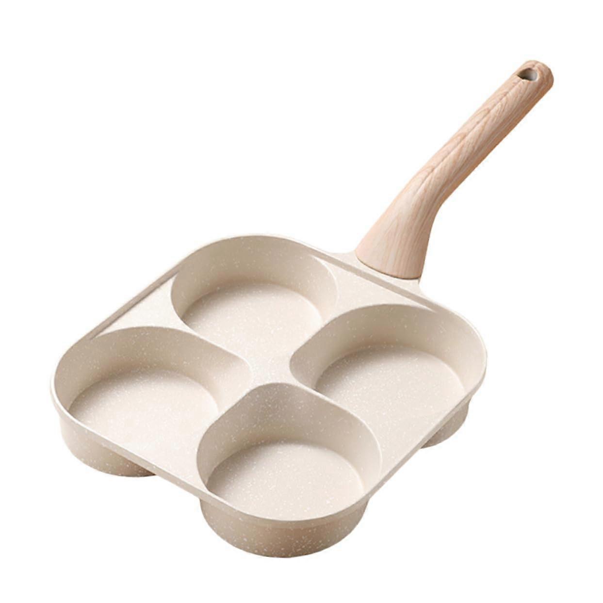 Nonstick FourCup Egg Frying Pan with Beige Coating for Quick Breakfast and Easy Cleaning