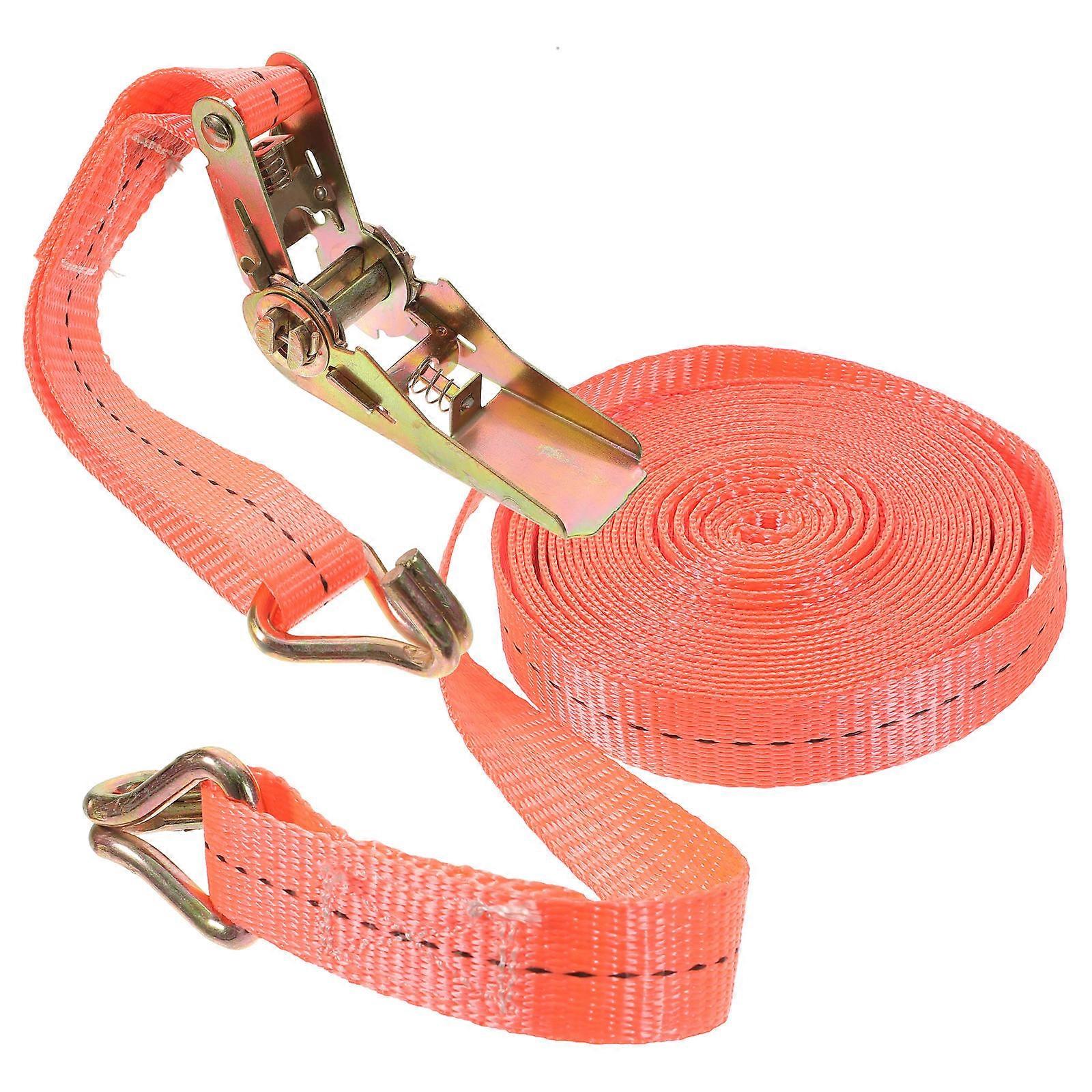 Trailer Straps Tie Down Strap Vehicle Cargo Securing Polyester Orange Ratchet Design 1 Set