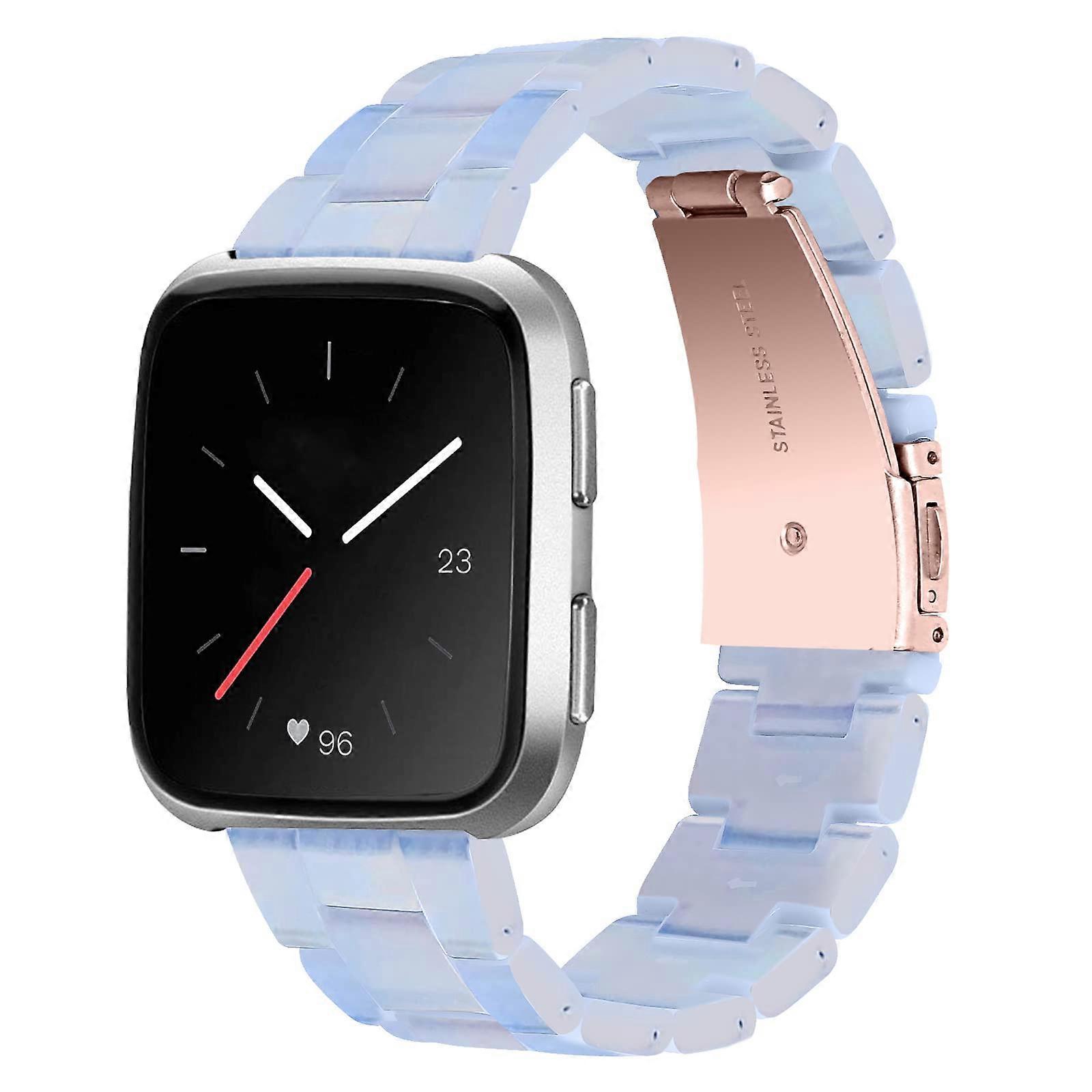 Adjustable Stainless Steel and Resin Blue Strap for Fitbit Versa2, Versa Lite and SE