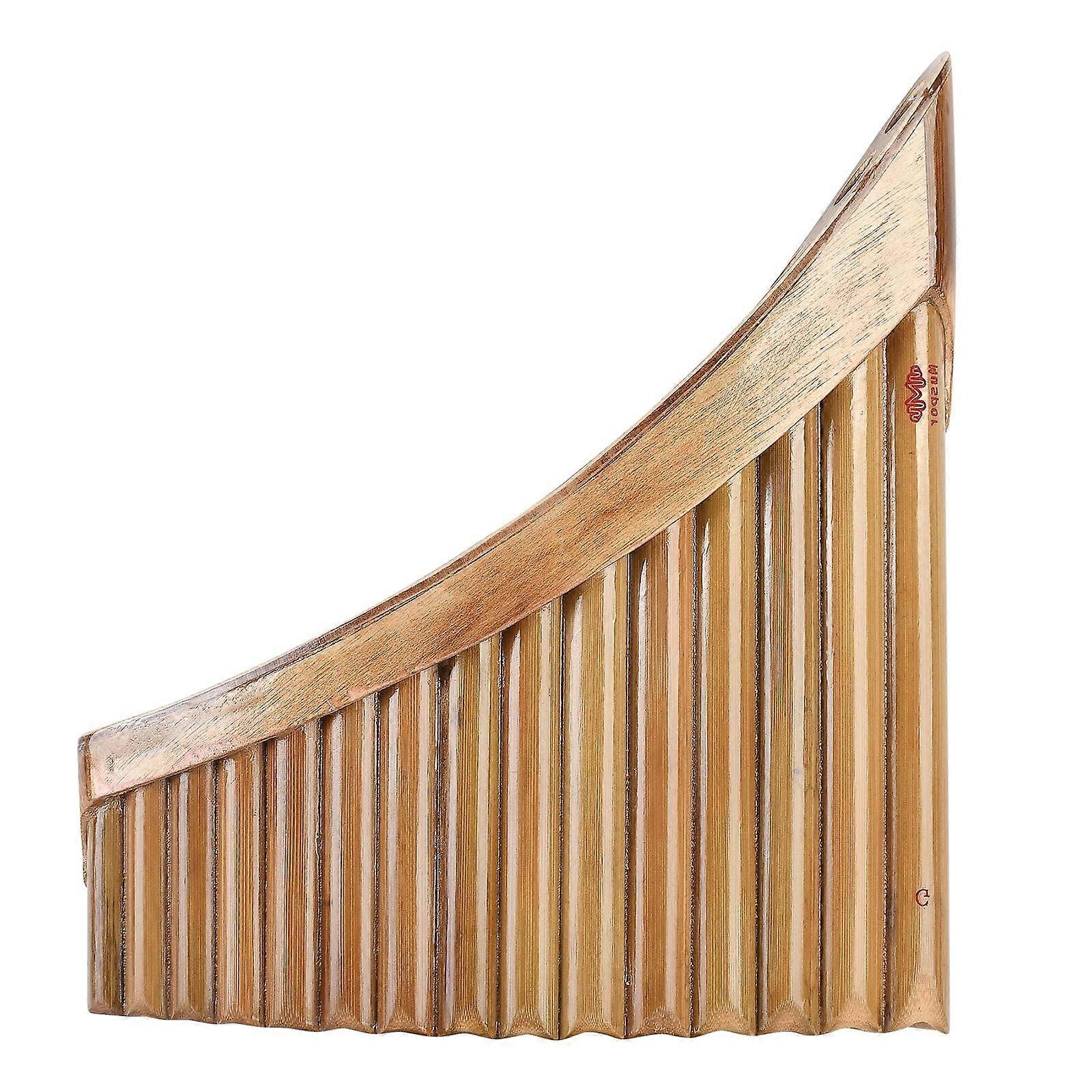 15 Pipe Pan Flute for Beginners with Adjustable Tuning and Storage Bag Natural Material