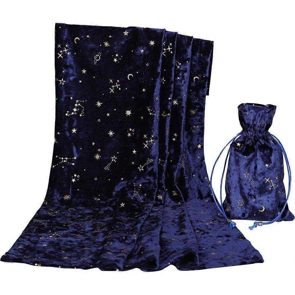 Tarot Table Cloth with Drawstring Bag for Card Reading Divination Board Game Mat Blue