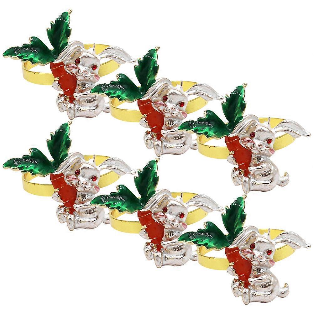 Alloy Easter Bunny Napkin Ring Rabbit Napkin Holder for Decor 6Pcs