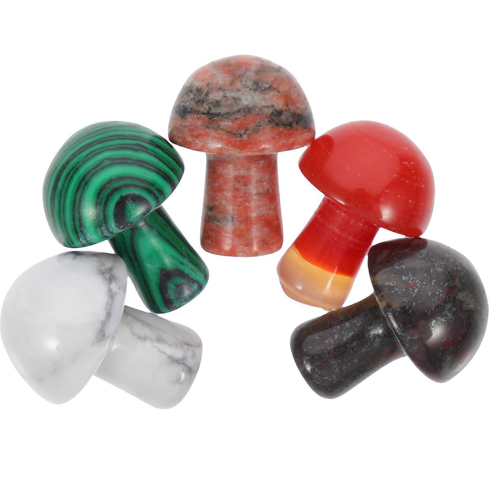 5Pcs Decorative Mushroom Shape Stone Decor Enhancing Micro Landscape Suitable For DIY Projects Featuring Rustic Style