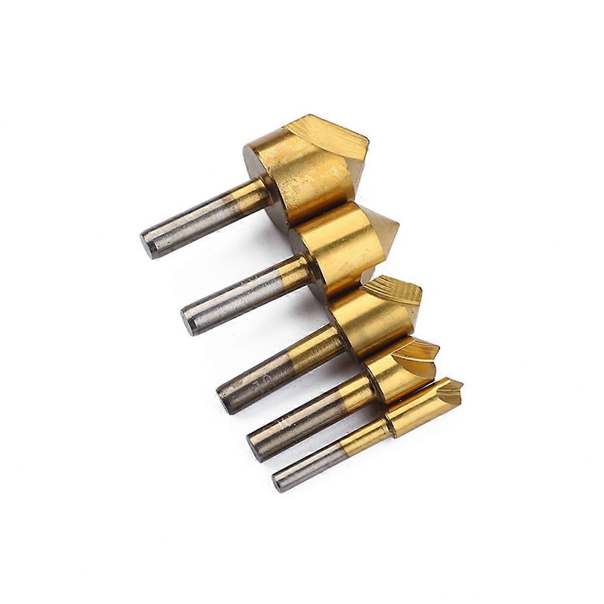 Chamfer Tool High-Speed Steel Countersink Bit for Drilling Use 5Pcs Set