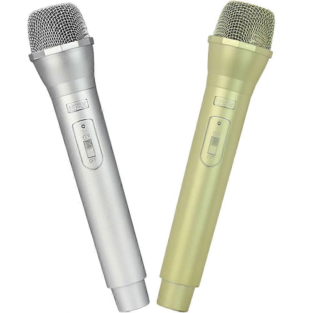 Fake Microphone Toy Kids Microphone Prop for Speech Practice 2Pcs Assorted Color