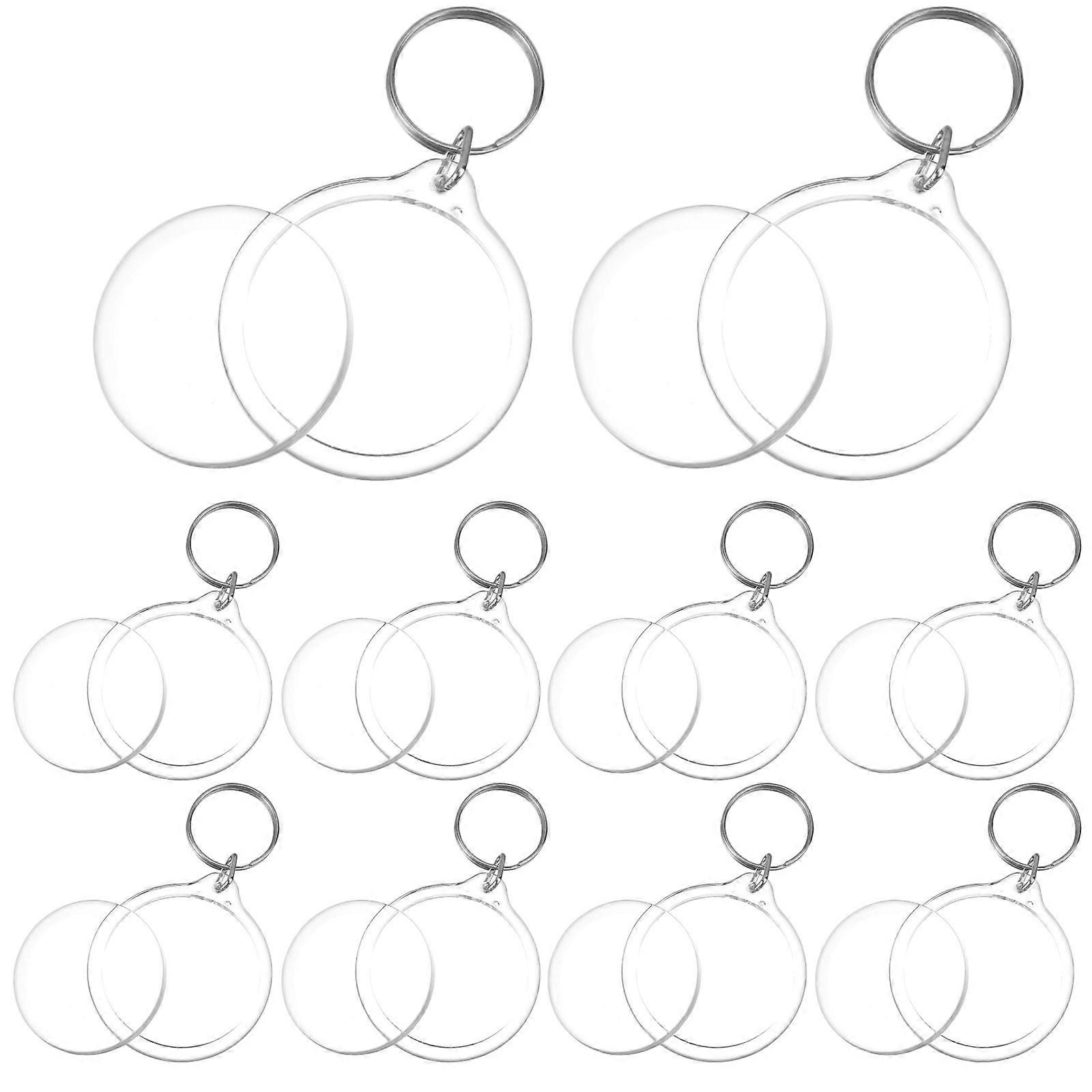 10pcs Round Blank Insert Photo Picture Frame Split Ring Keychain