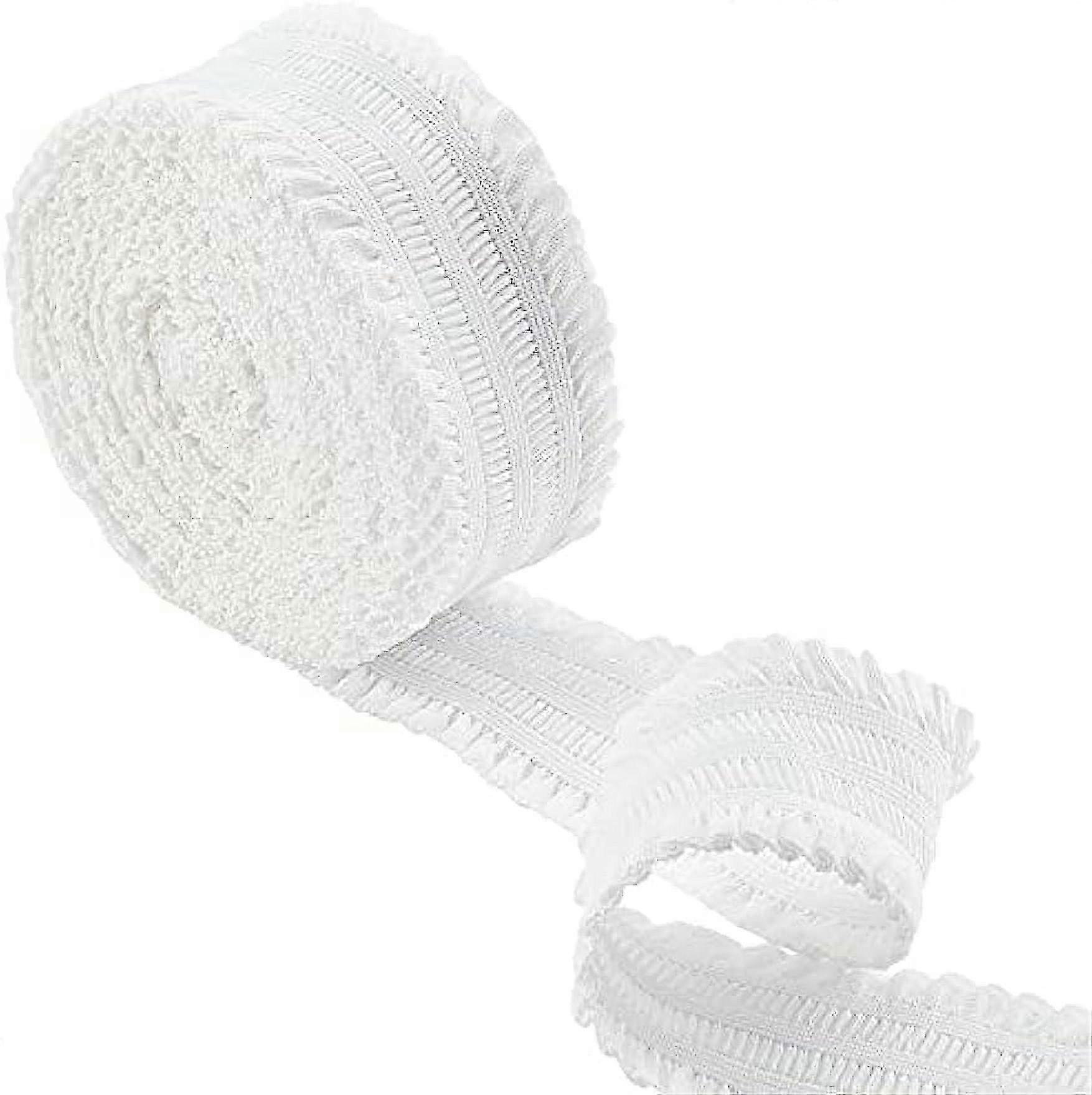 2pc White Frilly Elastic Ribbon for Garment Sewing & Webbing
