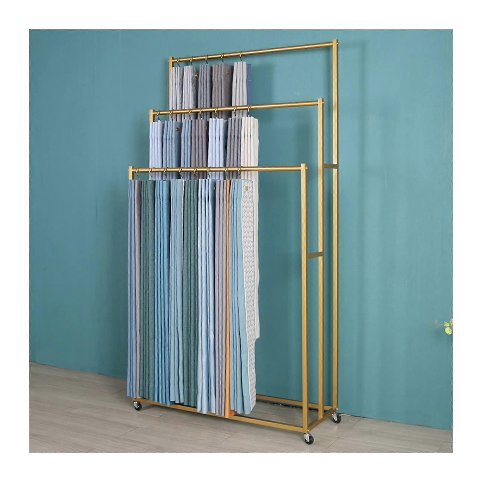 Gold Metal Scarf Display Rack with Adjustable Hooks for Efficient Vertical Retail Storage