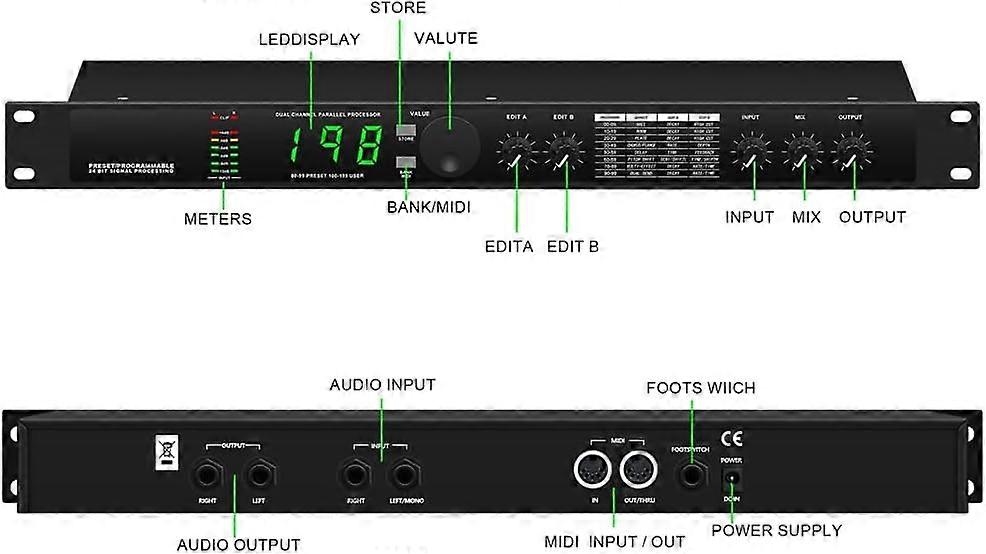 Professional digital reverberation multi-effect DSP processor audio processor equalizer vocal pre-amplifier