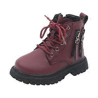 Kids Shoes Toddler Girls Boots Warm Lacein Zipper Non Slip Comfortable Footwear Wine