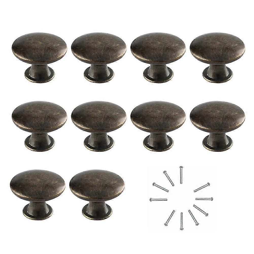 10Pcs Hollow Round Flat Head Pull Handles Knobs with Screws for Drawer Cabinet