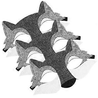 NUOBESTY 3PCS Wolf Mask Animals Felt Half Face Masks Costume Dress Up Face Masks Party Favors for Kids (Grey)