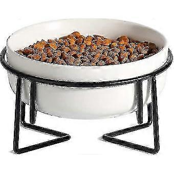 Ceramic Raised Cat Bowl With Metal Stand, Non-slip Overhead Pet Feeder 1 Piece Black Baoji En Vedette
