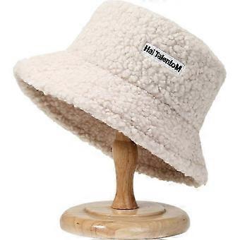 Autumn And Winter Lamb Wool Warm Embroidered Letter Fisherman Hat
