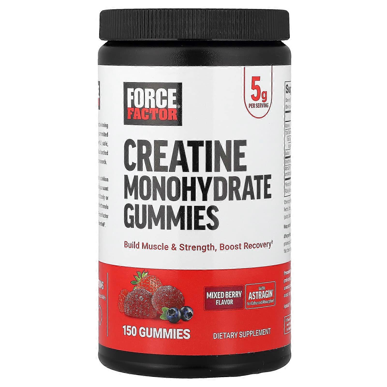 Force Factor, Creatine Monohydrate Gummies, Mixed Berry, 150 Gummies