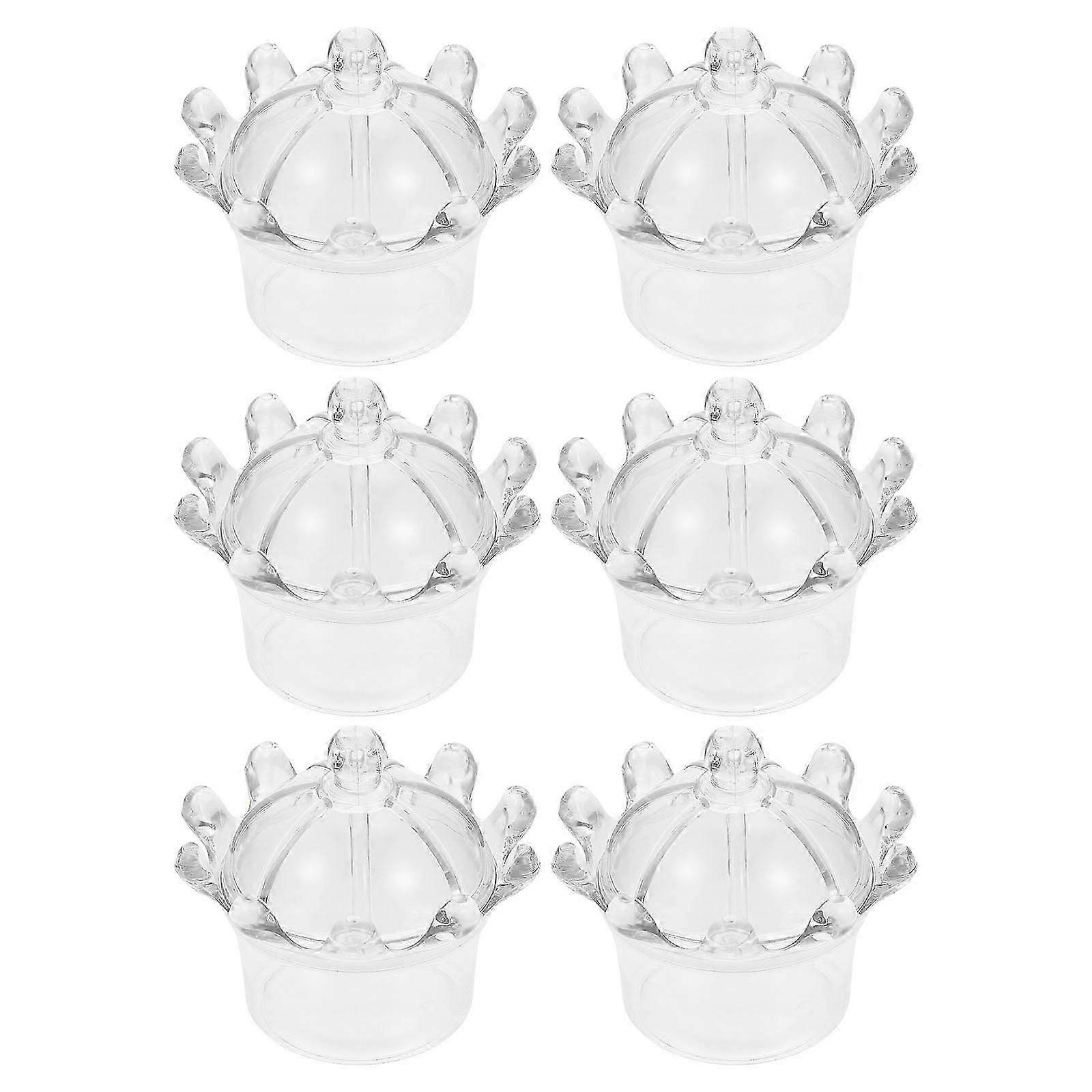 Crown Shape Clear Boxes, 6Pcs, For Wedding & Holiday Decor, Candy Storage
