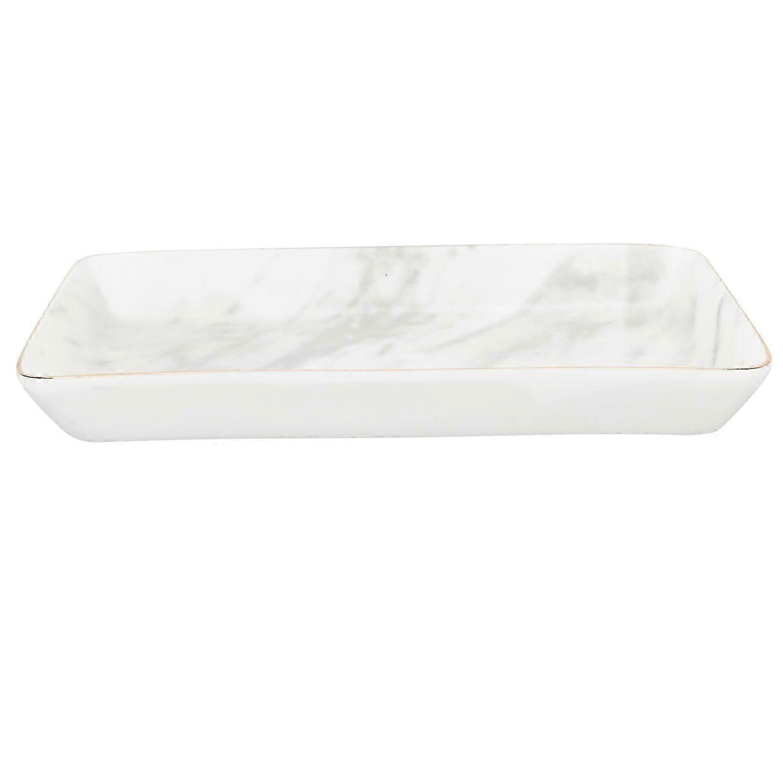White Ceramic Jewelry Table Tray for Storage Use