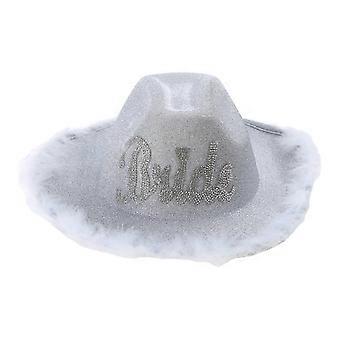 Cappello da sposa Cappello da cowboy da sposa Cappello da cowgirl glitterato Cappello da cowgirl da sposa Cappello per addio al nubilato Cappello da cowboy Fedoras Festa nuziale Argento 26-27