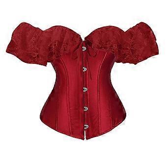 Korsett-Oberteil mit Schnürung, französisches Bustier, Taillenformer, Retro-Crop-Tops, viktorianisches Kostümkorsett für Maskeraden, Braun, XXXXXXL
