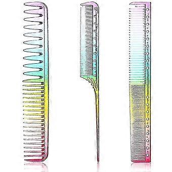 Z6 3 Pack Fine Cutting Combs Salon Combs Fine Tooth Combs Styling Combs Anti-static Heat Resistant Hair Combs (rainbow)