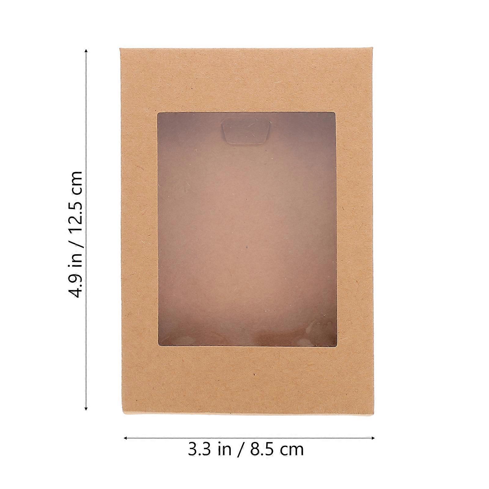 10Pcs Kraft Gift Boxes Cookie Cake Boxes Craft Storage Boxes with Clear Window
