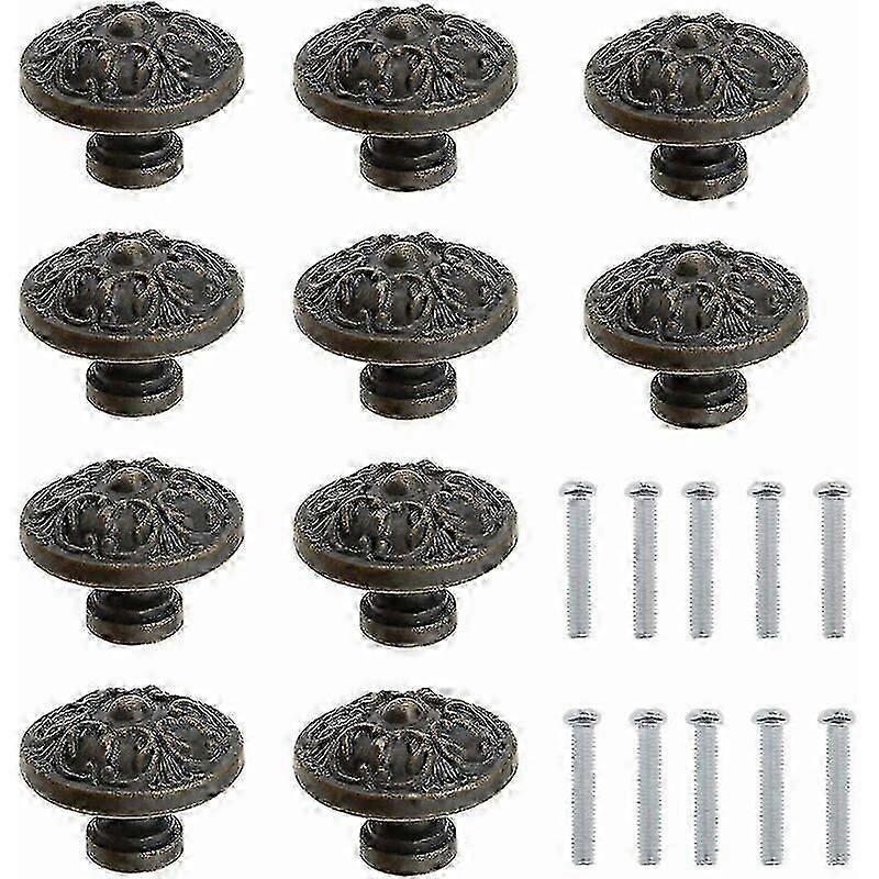 10 Pack 29x21mm Antique Bronze Drawer Knobs with Screws for Sideboards Doors Cabinets