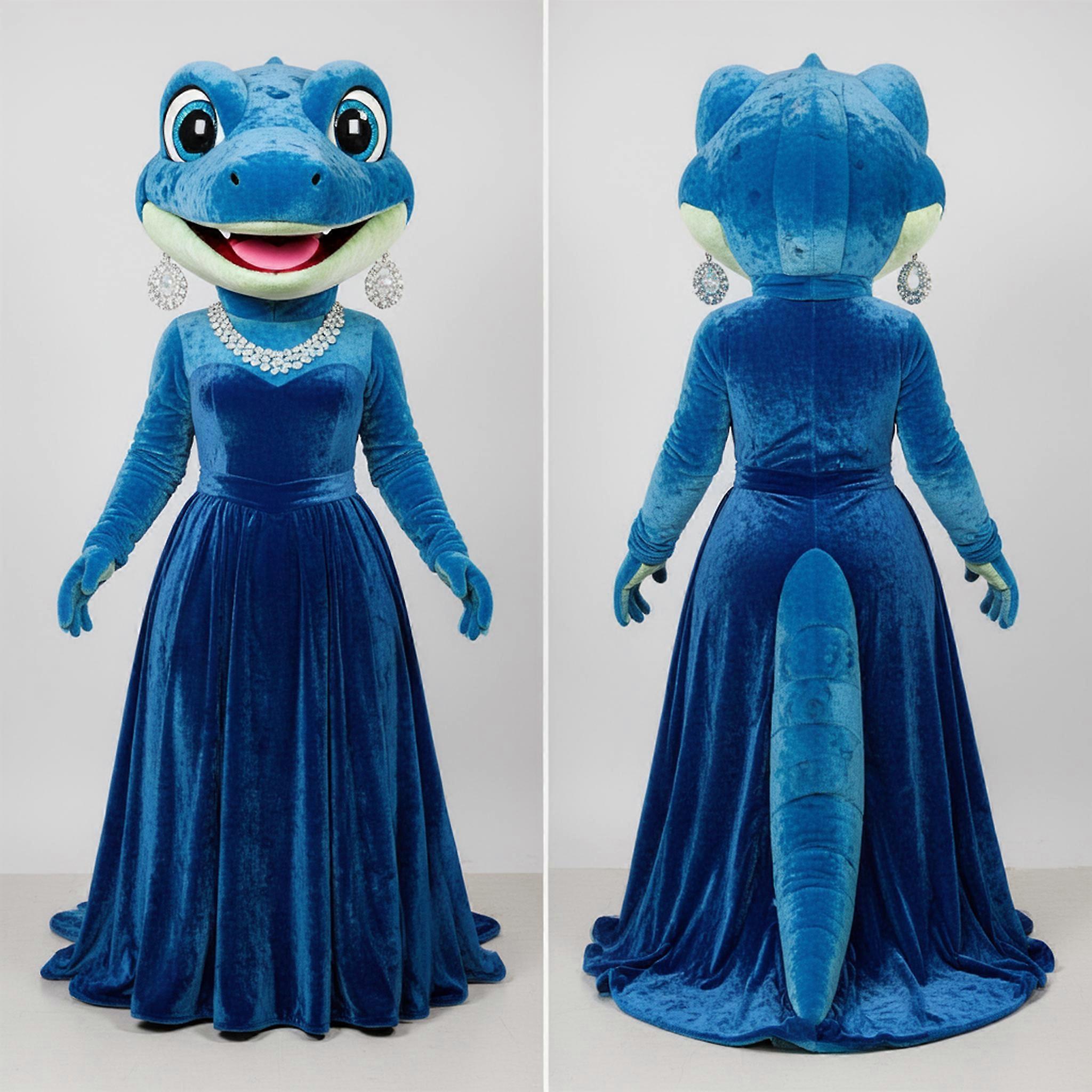 MASTICOT Velvety Blue Flowing Lizard Mascot