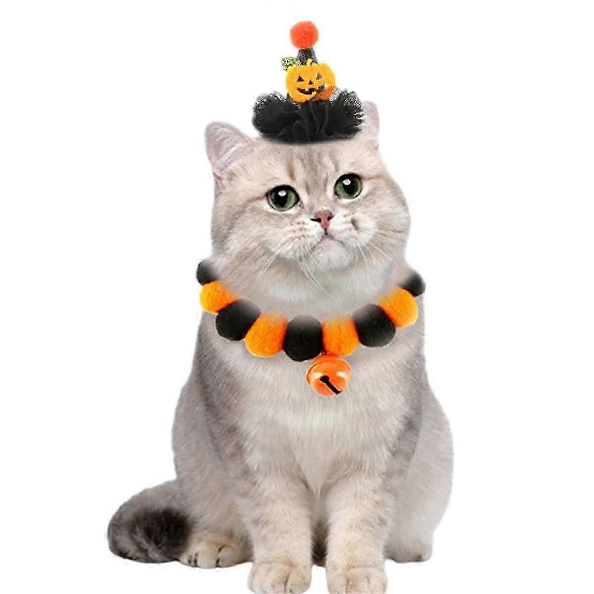Soft Plush Halloween Cat Hat Collar