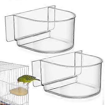 2PCS Bird Food Trough Bird Feeder Thick Semicircle Bird Food Box (Transparent)