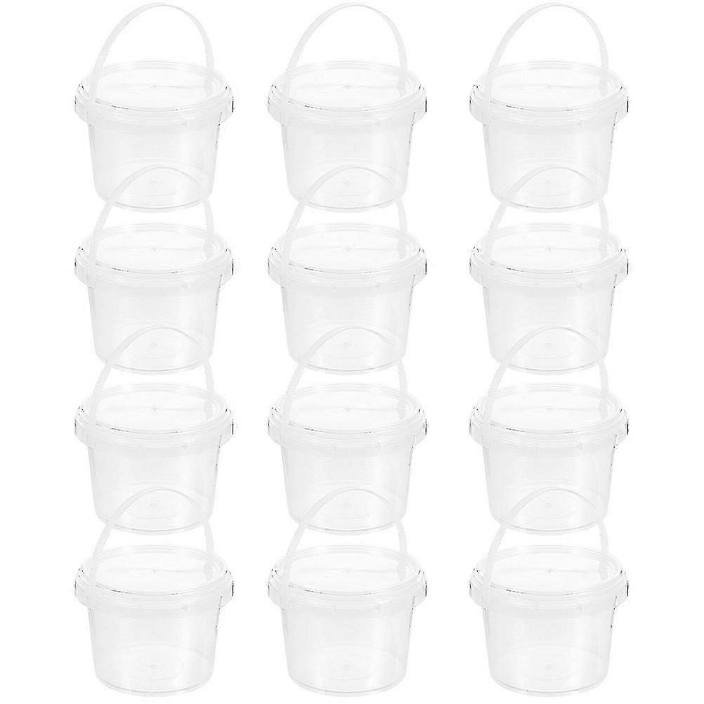 12pcs Mini Transparent Storage Buckets Reusable Snacks Containers Multi-use Storage Buckets