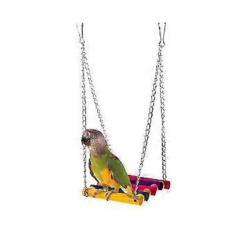 Set di 7 giocattoli da mordere per pappagalli, in legno naturale colorato, facili da installare, ideali per mordere e arrampicarsi, adatti alle gabbie dei pappagalli.