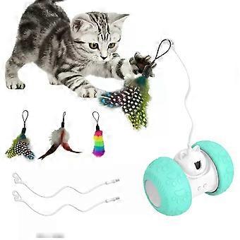 Automatic Interactive Cat Toy for Indoor Cats, Electronic Kitten Toy with Mouse and 3 Feathers, 2 Speeds 3 Modes, Rechargeable