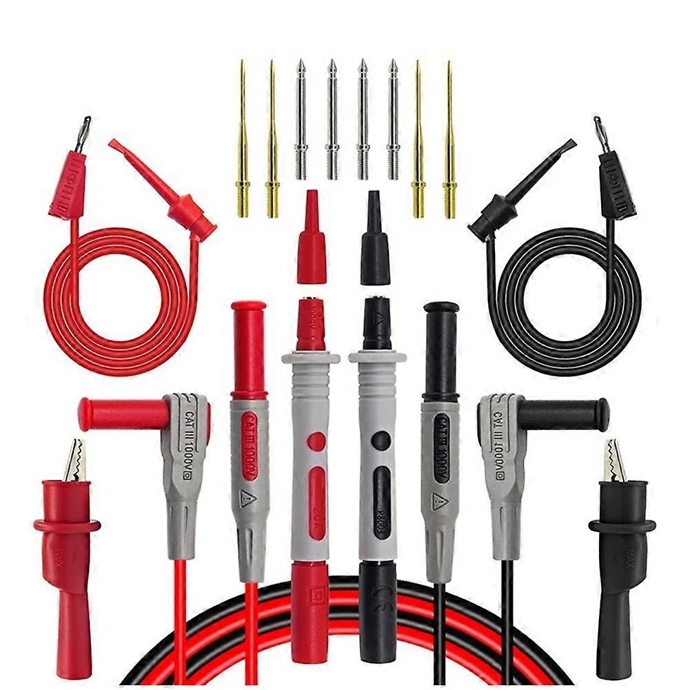 Test Lead Kit: Banana Plug to Test Hook Wires, Replaceable Multimeter Probes & Alligator Clips for Electronics Testing