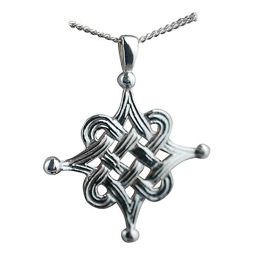 Silver 32mm Celtic Islamic design Pendant with a curb Chain 24 inches