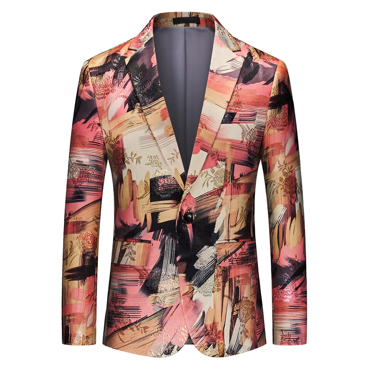 Cloudstyle Men's Casual Unique Design Printed Slim Blazer