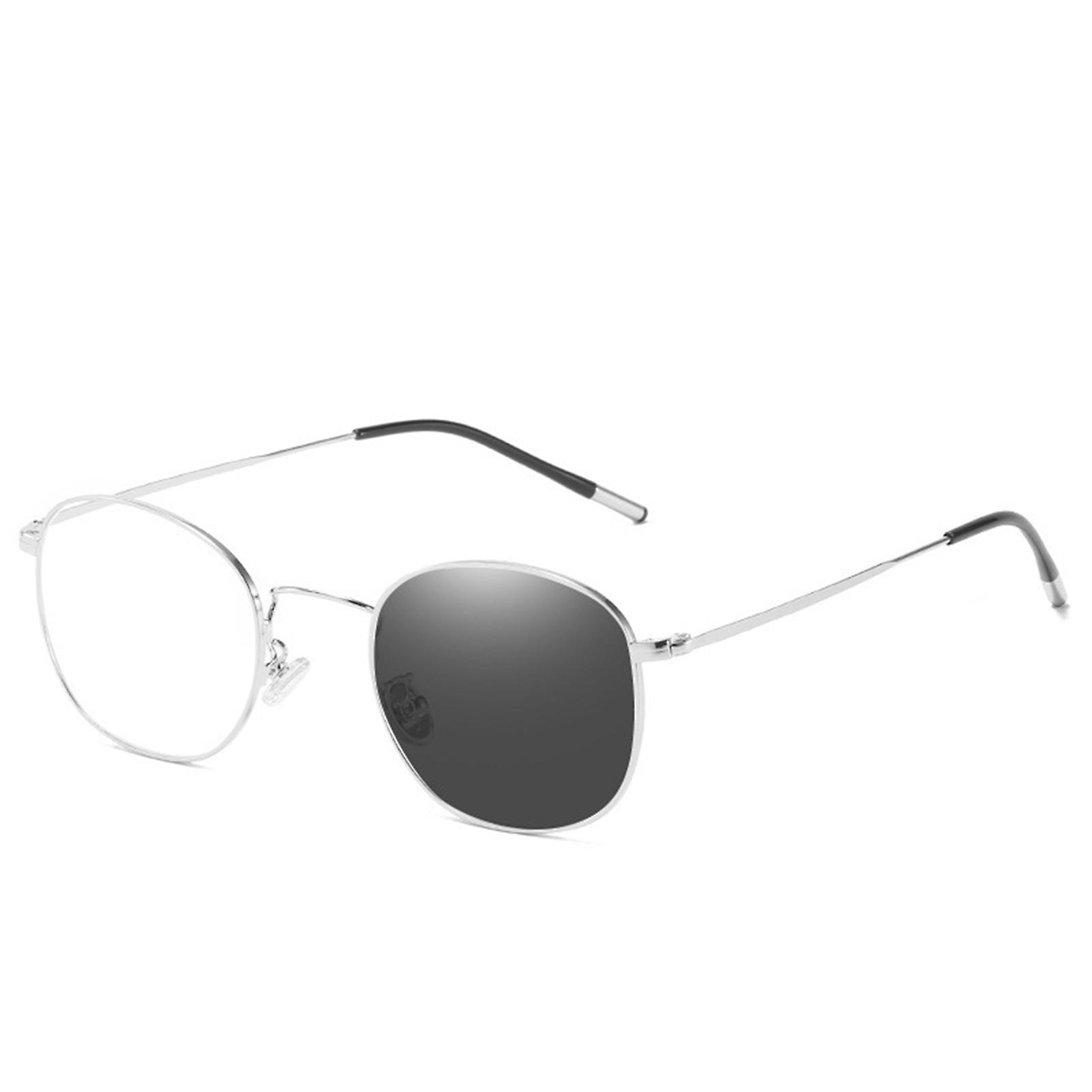 Metal Round Frame Blue Light Color Changing Flat Glasses Fashion Simple Glasses For Women Men
