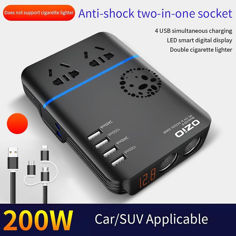 Tragbarer Auto-Wechselrichter 12V / 24V zu 220V Langlebiger Auto-Zigarettenanzünder-Netzteil