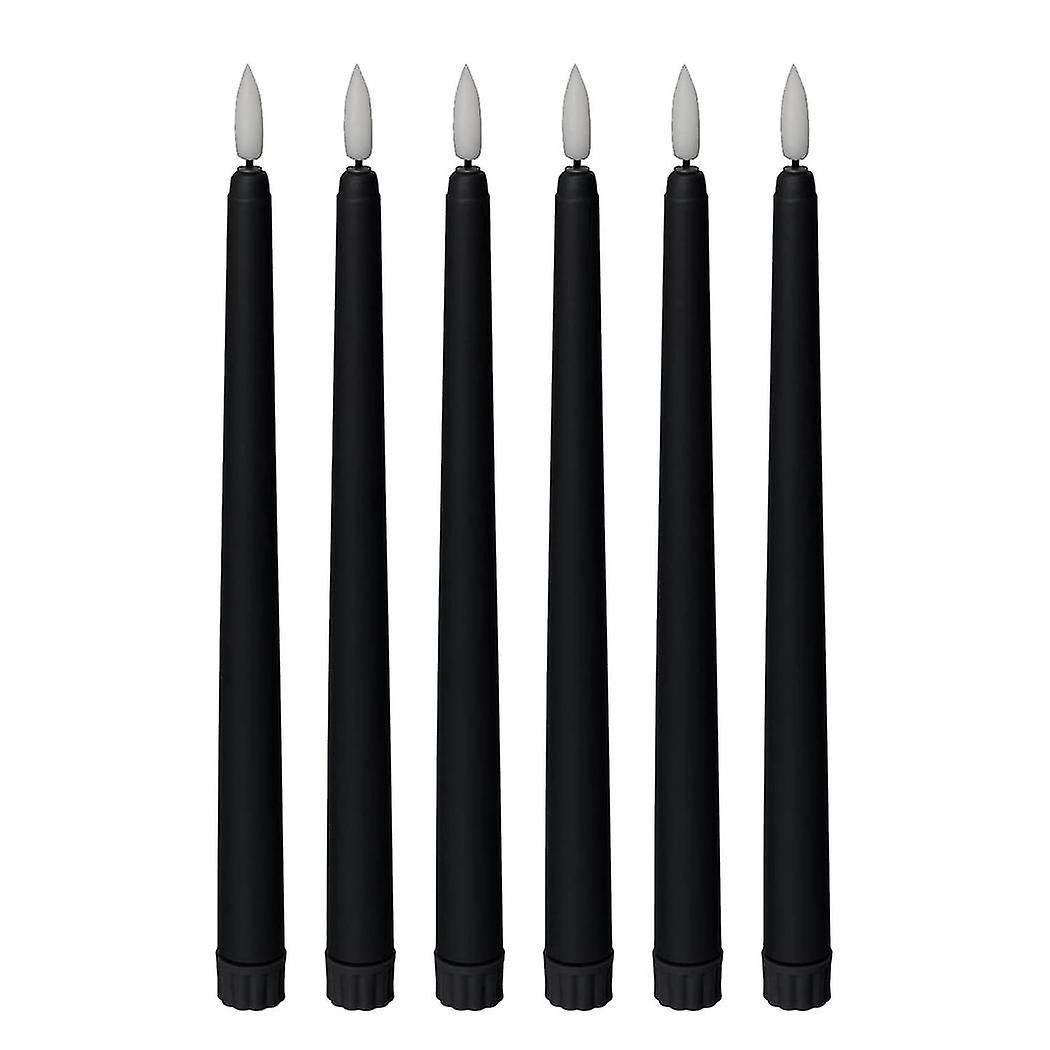 Black Cone Flameless Candles - 11 Inches (about 27.9 Cm), 6, Battery Powered, Led Flash With Wick, Timing Setting