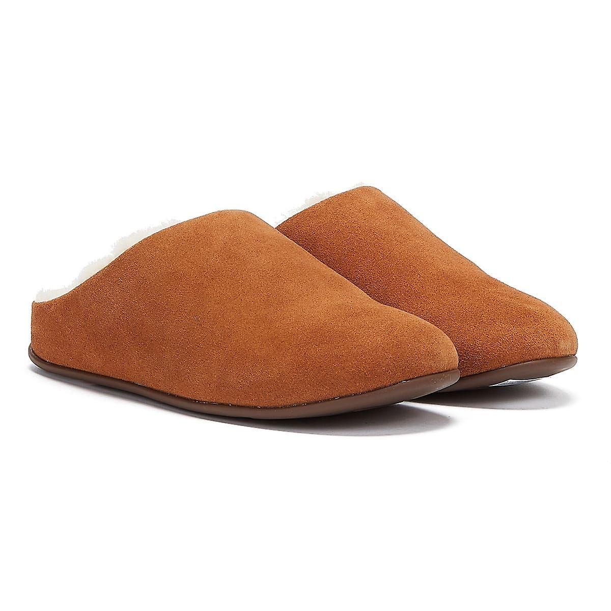 FitFlop Chrissie Shearling Womens Tan Slippers