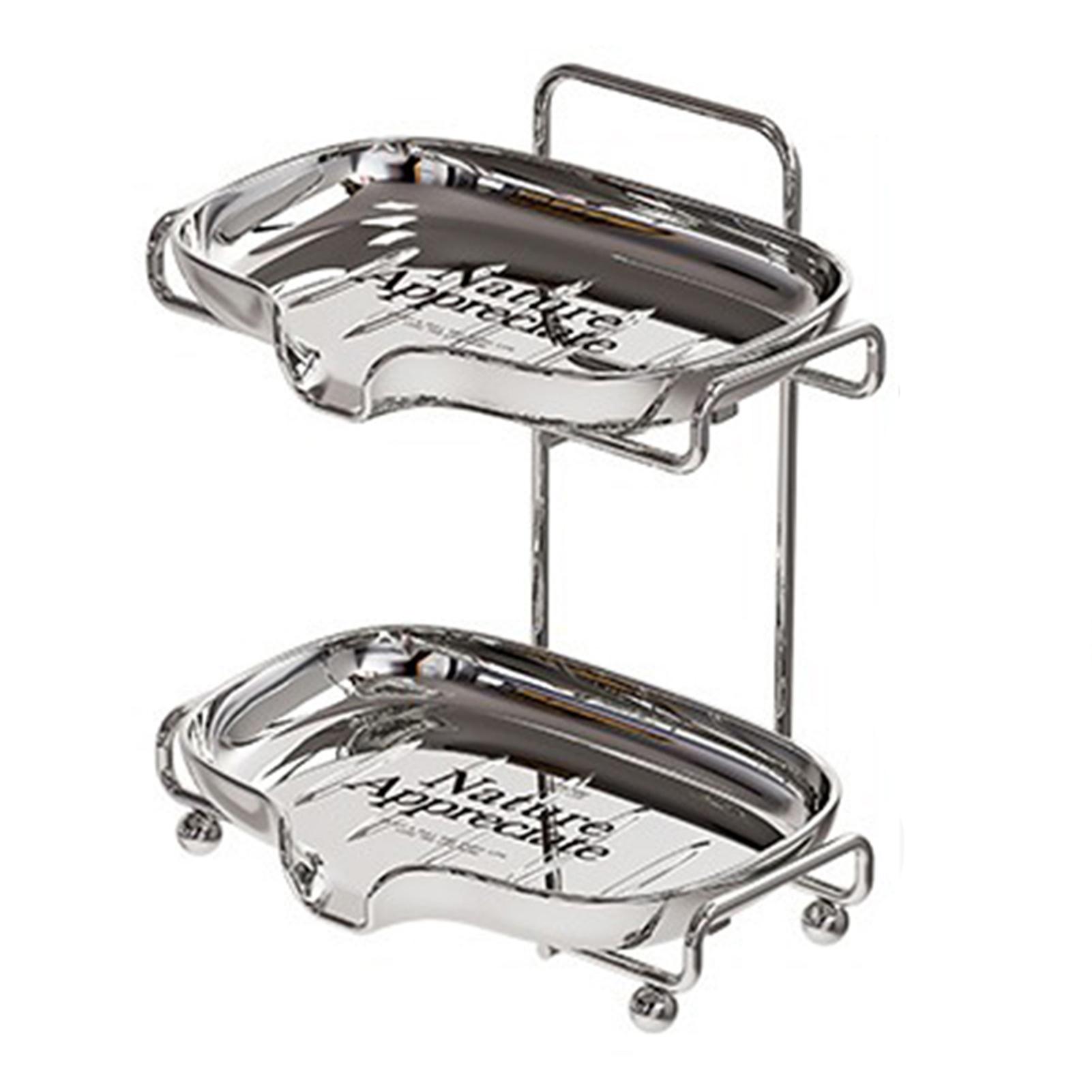 Silver Small Round Soap Dish 2 Tier Bathroom Soap Dish