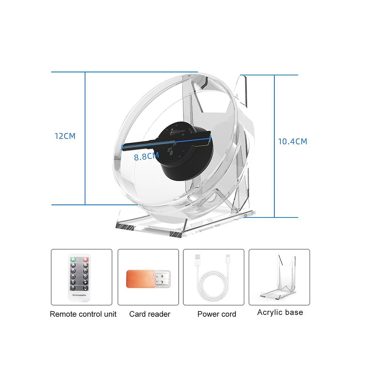 3D Fan Hologram Projector Desktop LED Sign Holographic Lamp Player Remote Display Support Images an